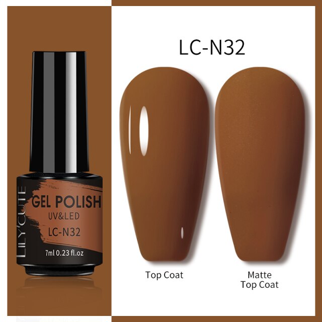 LILYCUTE 7ml Gel Nail Polish Semi Permanent Solid Gel Polish Lamp Varnishes Soak Off Nail Art Manicure Top Coat Gellak DIY Gel