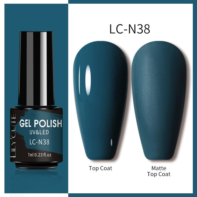 LILYCUTE 7ml Gel Nail Polish Semi Permanent Solid Gel Polish Lamp Varnishes Soak Off Nail Art Manicure Top Coat Gellak DIY Gel