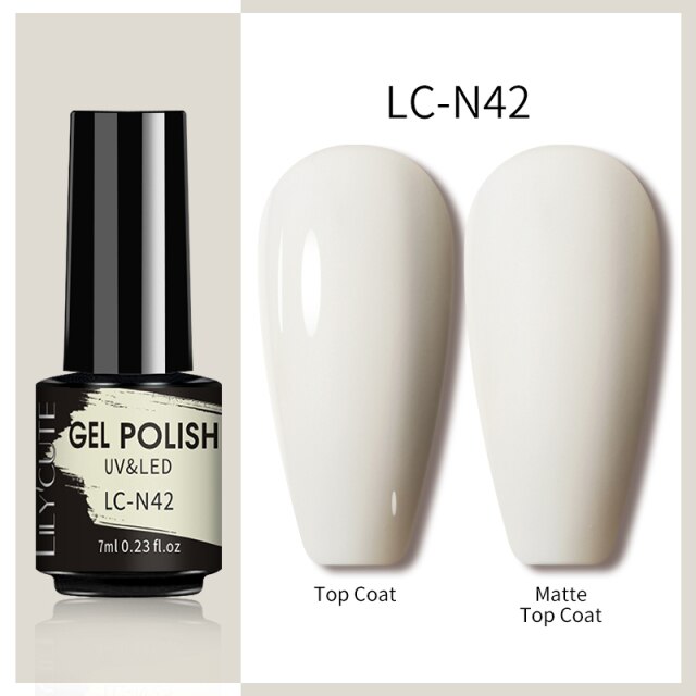 LILYCUTE 7ml Gel Nail Polish Semi Permanent Solid Gel Polish Lamp Varnishes Soak Off Nail Art Manicure Top Coat Gellak DIY Gel