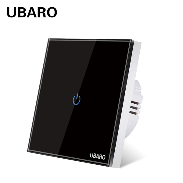 UBARO EU AC100-240V Tempered Black White Crystal Glass Touch Switch Panel Wall Light Sensor Button 1/2/3 Gang Led Indicator