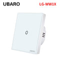 UBARO EU AC100-240V Tempered Black White Crystal Glass Touch Switch Panel Wall Light Sensor Button 1/2/3 Gang Led Indicator