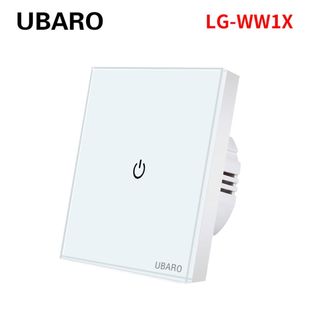 UBARO EU AC100-240V Tempered Black White Crystal Glass Touch Switch Panel Wall Light Sensor Button 1/2/3 Gang Led Indicator