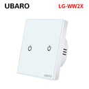 UBARO EU AC100-240V Tempered Black White Crystal Glass Touch Switch Panel Wall Light Sensor Button 1/2/3 Gang Led Indicator