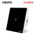 UBARO EU AC100-240V Tempered Black White Crystal Glass Touch Switch Panel Wall Light Sensor Button 1/2/3 Gang Led Indicator