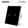 UBARO EU AC100-240V Tempered Black White Crystal Glass Touch Switch Panel Wall Light Sensor Button 1/2/3 Gang Led Indicator
