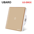 UBARO EU AC100-240V Tempered Black White Crystal Glass Touch Switch Panel Wall Light Sensor Button 1/2/3 Gang Led Indicator