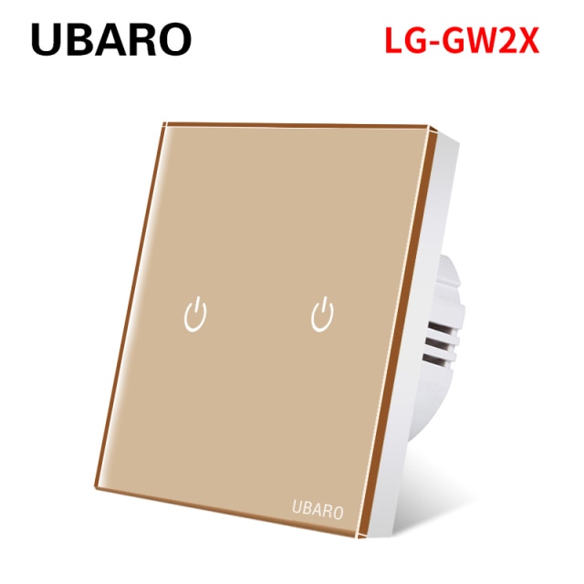 UBARO EU AC100-240V Tempered Black White Crystal Glass Touch Switch Panel Wall Light Sensor Button 1/2/3 Gang Led Indicator