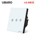 UBARO EU AC100-240V Tempered Black White Crystal Glass Touch Switch Panel Wall Light Sensor Button 1/2/3 Gang Led Indicator