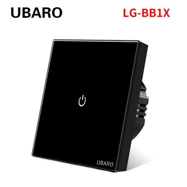 UBARO EU AC100-240V Tempered Black White Crystal Glass Touch Switch Panel Wall Light Sensor Button 1/2/3 Gang Led Indicator