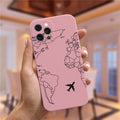Luxury Popular Planes World Map Travel Silicone Case For iPhone 11 12 13 Pro MAX X XS XR 7 8 Plus Cute Candy Matte Soft Cover