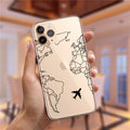 Luxury Popular Planes World Map Travel Silicone Case For iPhone 11 12 13 Pro MAX X XS XR 7 8 Plus Cute Candy Matte Soft Cover