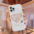 Luxury Popular Planes World Map Travel Silicone Case For iPhone 11 12 13 Pro MAX X XS XR 7 8 Plus Cute Candy Matte Soft Cover