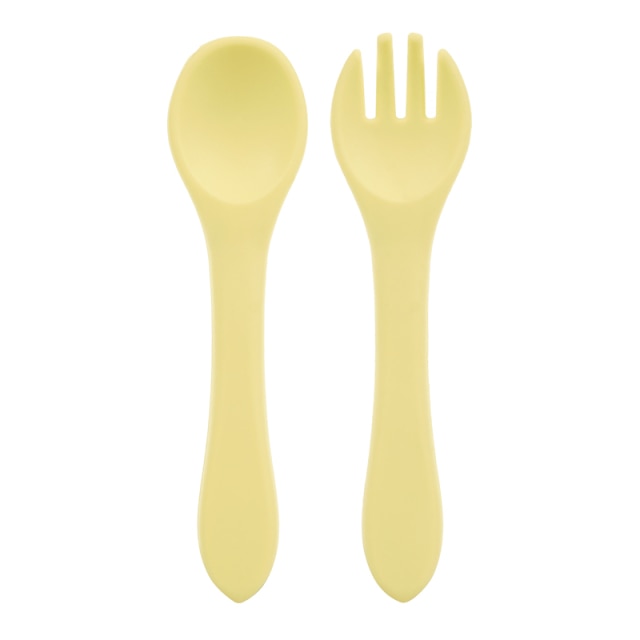 Feeding Wooden Handle Silicone Spoon For Baby Utensils Eat Soild Food Kids Training Manipulative Ability Children's Tableware