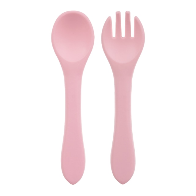 Feeding Wooden Handle Silicone Spoon For Baby Utensils Eat Soild Food Kids Training Manipulative Ability Children's Tableware