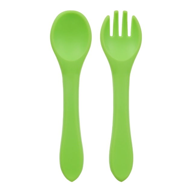 Feeding Wooden Handle Silicone Spoon For Baby Utensils Eat Soild Food Kids Training Manipulative Ability Children's Tableware