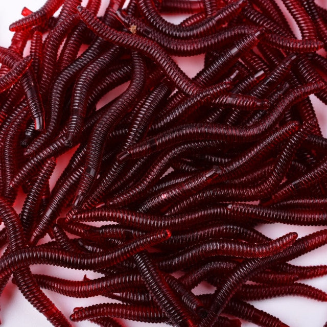 20/50PCS Fishing Lures Lifelike Fishy Smell Red Soft Lures Simulation Earthworm Luminous Worms Artificial Fishing Lure