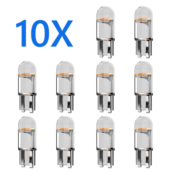 10x COB Glass W5W Led T10 Newest Car Light 6000K White Auto Automobiles License Plate Lamp Dome Read Trunk DRL Bulb Style 12V