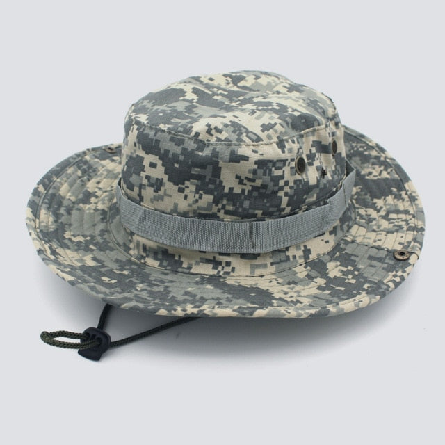 Camouflage Tactical Cap Military Boonie Hat US Army Caps Camo Men Outdoor Sports Sun Bucket Cap Fishing Hiking Hunting Hats 60CM