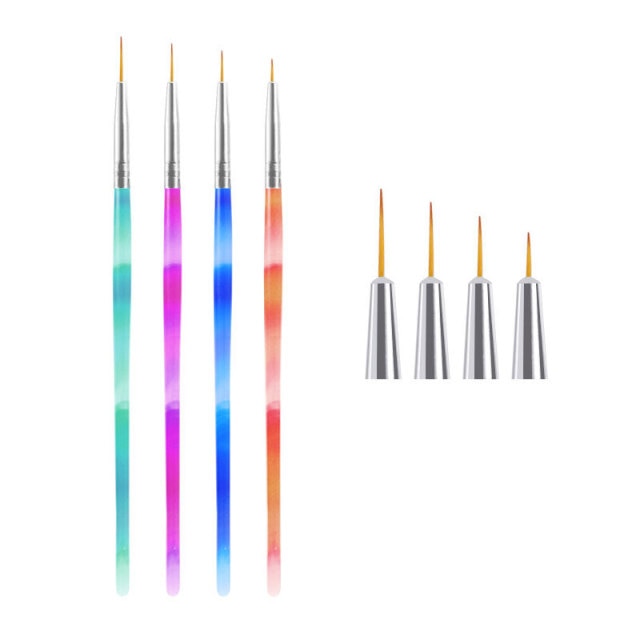 3Pcs Acrylic French Stripe Nail Art Liner Brush Set 3D Tips Manicuring Ultra-thin Line Drawing Pen UV Gel Brushes Painting Tools
