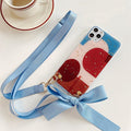 Fashion Cross Shoulder Strap Marble Christmas Gift Case For iPhone 12 11 Pro Max XS Max XR X 7 8 Plus Bow Necklace Soft Cover