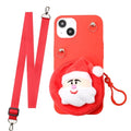 Fashion Cross Shoulder Strap Marble Christmas Gift Case For iPhone 12 11 Pro Max XS Max XR X 7 8 Plus Bow Necklace Soft Cover