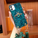 Fashion Cross Shoulder Strap Marble Christmas Gift Case For iPhone 12 11 Pro Max XS Max XR X 7 8 Plus Bow Necklace Soft Cover