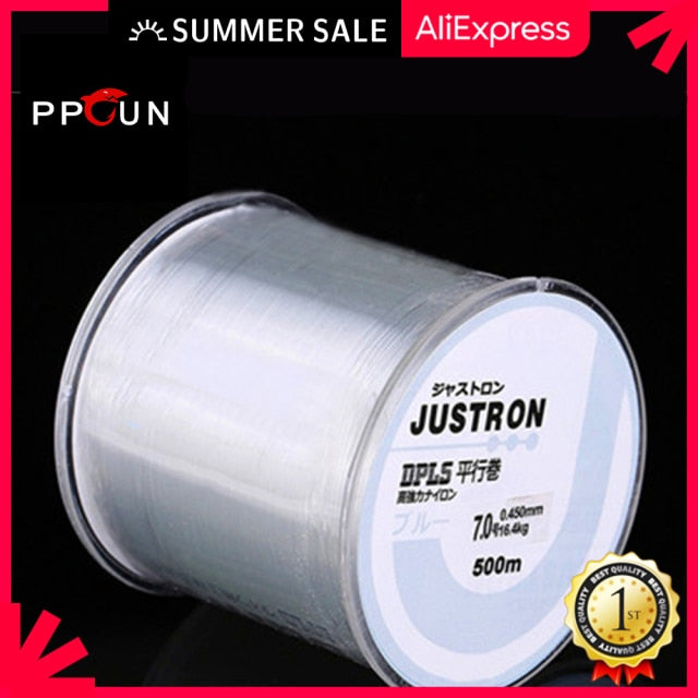 Justron Daiwa 500m Super Strong Nylon Fishing Line High Quality Monofilament Abrasion Japan Fishi Line 2-35LB fluorocarbon sink