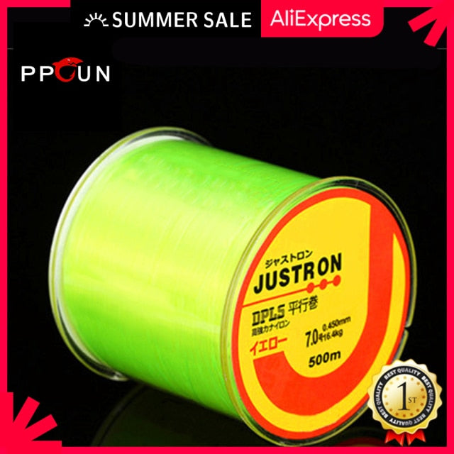 Justron Daiwa 500m Super Strong Nylon Fishing Line High Quality Monofilament Abrasion Japan Fishi Line 2-35LB fluorocarbon sink
