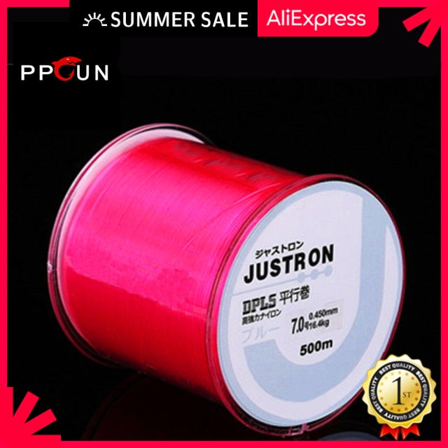 Justron Daiwa 500m Super Strong Nylon Fishing Line High Quality Monofilament Abrasion Japan Fishi Line 2-35LB fluorocarbon sink