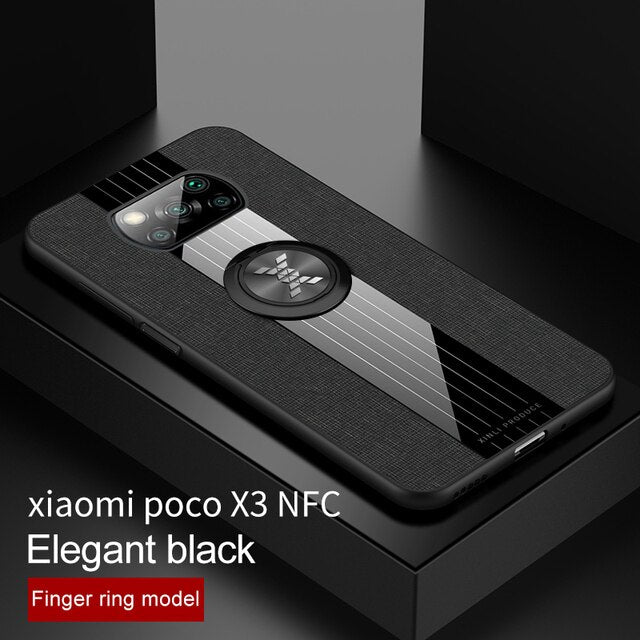 For Xiaomi POCO X3 Pro Case Ring Holder Fabric Hard Cover Soft Frame Cloth Phone Case For Xiomi Xiaomi POCO X3 Pro NFC