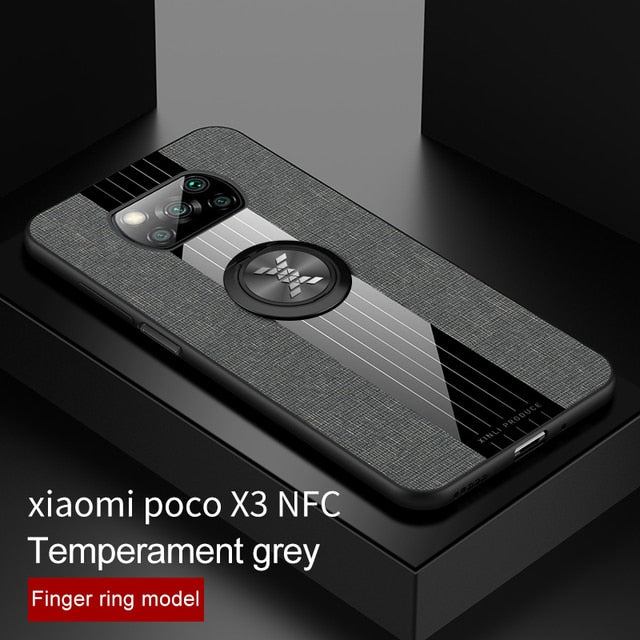 For Xiaomi POCO X3 Pro Case Ring Holder Fabric Hard Cover Soft Frame Cloth Phone Case For Xiomi Xiaomi POCO X3 Pro NFC