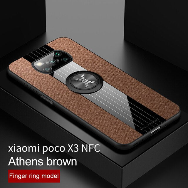 For Xiaomi POCO X3 Pro Case Ring Holder Fabric Hard Cover Soft Frame Cloth Phone Case For Xiomi Xiaomi POCO X3 Pro NFC