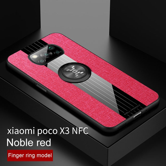 For Xiaomi POCO X3 Pro Case Ring Holder Fabric Hard Cover Soft Frame Cloth Phone Case For Xiomi Xiaomi POCO X3 Pro NFC