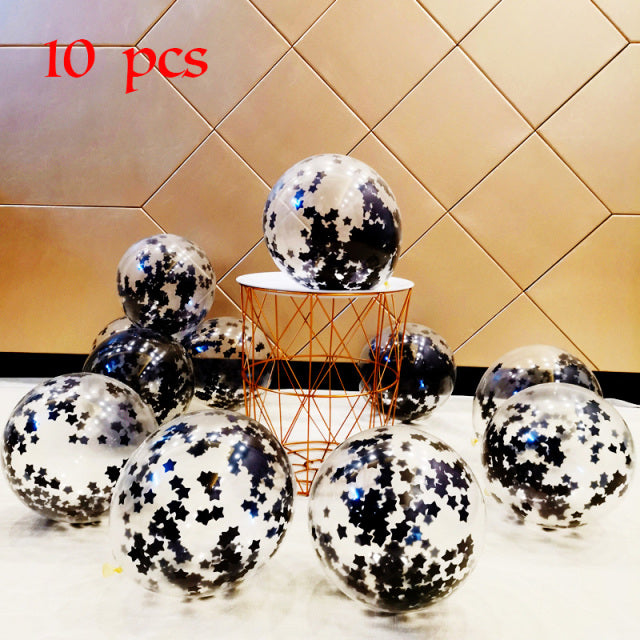 10/20 Star Confetti Balloons Metallic Confetti Latex Transparent Ballon Baby Shower Birthday Party Wedding Decoration Ball Globo