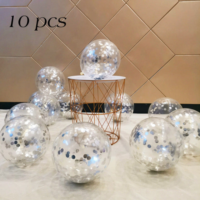10/20 Star Confetti Balloons Metallic Confetti Latex Transparent Ballon Baby Shower Birthday Party Wedding Decoration Ball Globo