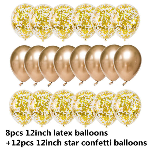 10/20 Star Confetti Balloons Metallic Confetti Latex Transparent Ballon Baby Shower Birthday Party Wedding Decoration Ball Globo