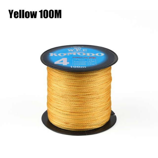W.P.E KOMODO Series Braided Fishing Line 4 Strands 100M 150M 300M PE Braided Fishing Wire 0.6#-4.0# 10-40lb Carp Fishing Tackle