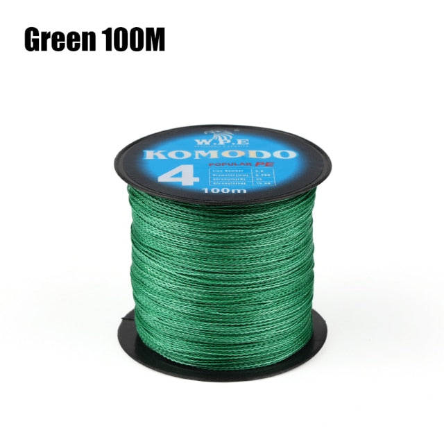 W.P.E KOMODO Series Braided Fishing Line 4 Strands 100M 150M 300M PE Braided Fishing Wire 0.6#-4.0# 10-40lb Carp Fishing Tackle
