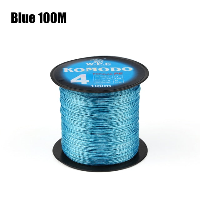 W.P.E KOMODO Series Braided Fishing Line 4 Strands 100M 150M 300M PE Braided Fishing Wire 0.6#-4.0# 10-40lb Carp Fishing Tackle