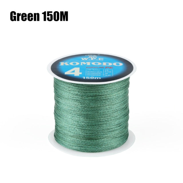 W.P.E KOMODO Series Braided Fishing Line 4 Strands 100M 150M 300M PE Braided Fishing Wire 0.6#-4.0# 10-40lb Carp Fishing Tackle