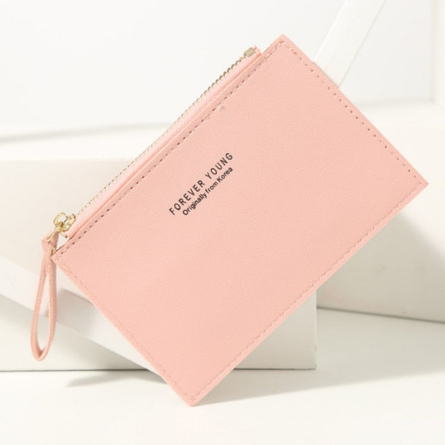 Men's Women's PU Zipper Cash ID Card Credit Card Holder Pure Color Mini Business Card Case Name Card Holder Holiday Gift