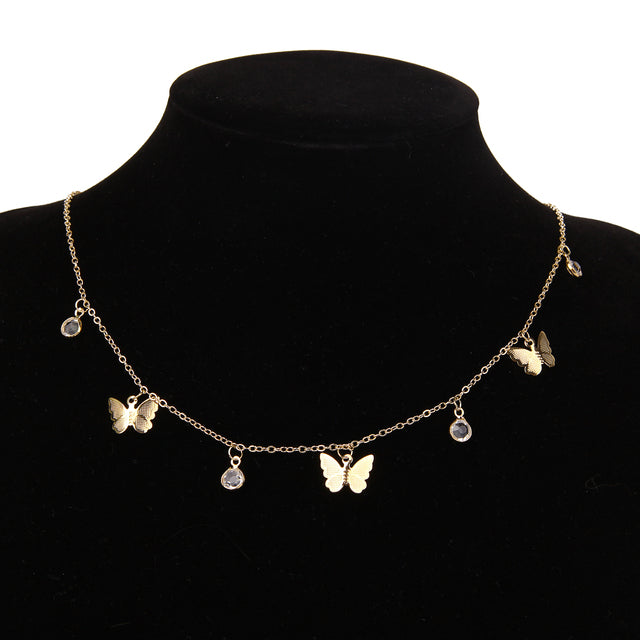 Gold Silver Color Chain Butterfly Chain Pendant Choker Necklace Women Statement Collare Bohemia Beach Jewelry Gift Collier Cheap