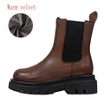 Genuine Leather Autumn Boots For Women Platform Chelsea Boot Spring Cowhide Booties Fashion Female Thick Bottom Black Bootie 41