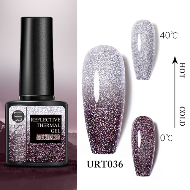 UR SUGAR 7.5ml Thermal 3-layers Color Changing UV Gel Polish sparkle Glitter Nail Gel Polish Soak Off Nail Art Gel Varnishes