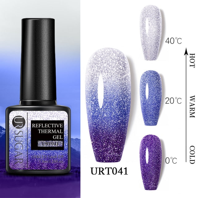 UR SUGAR 7.5ml Thermal 3-layers Color Changing UV Gel Polish sparkle Glitter Nail Gel Polish Soak Off Nail Art Gel Varnishes