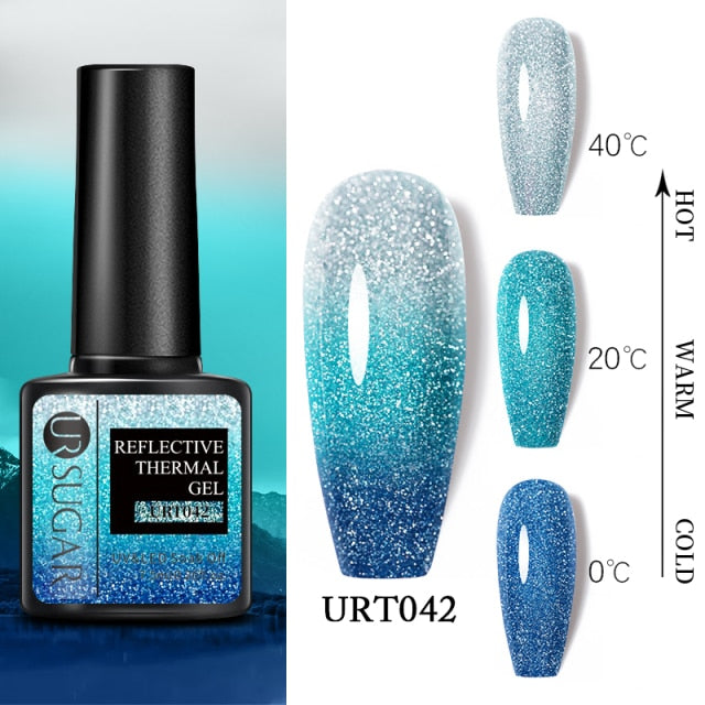 UR SUGAR 7.5ml Thermal 3-layers Color Changing UV Gel Polish sparkle Glitter Nail Gel Polish Soak Off Nail Art Gel Varnishes