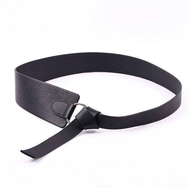 New Wide PU Leather Corset Belt Female Tie Obi Thin Red Black Bow Leisure Belt for Ladides Wedding Dress Waistband Women's Belts