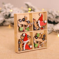 12Pcs Navidad 2021 Christmas Tree Decorations New Year 2022 Craft Wooden Ornaments Christmas Decorations for Home Xmas Noel Gift