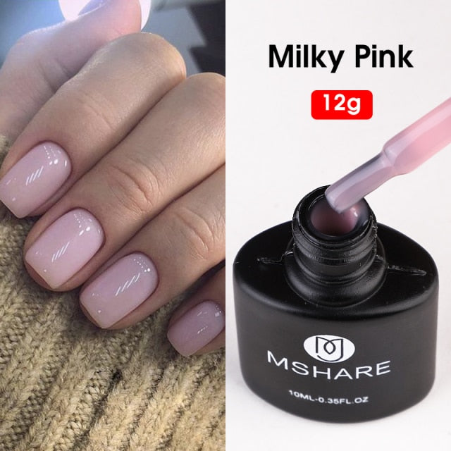 MSHARE Milky Rose Nail Gel Polish UV LED vernis Semi Permanent Varnish Soak Off Cured With Nail Dryer