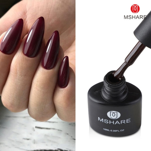 MSHARE Milky Rose Nail Gel Polish UV LED vernis Semi Permanent Varnish Soak Off Cured With Nail Dryer